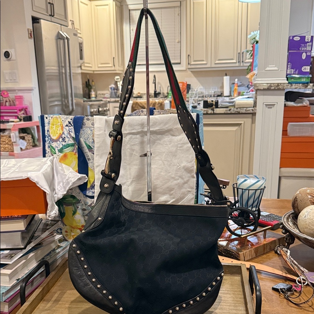 Gucci Black Shoulder Bag with Studded Details